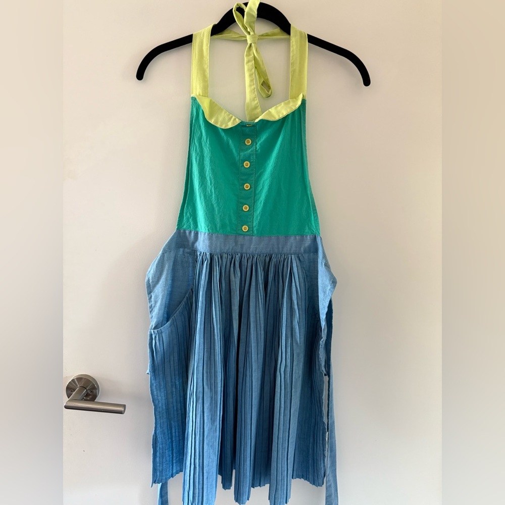 Anthropologie Peter Pan Collar Pleated Halter Apron